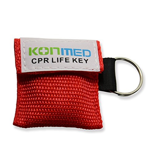 KONMED 20 unidades por paquete de protectores faciales CPR máscara RCP primeros auxilios llaveros (rojo)