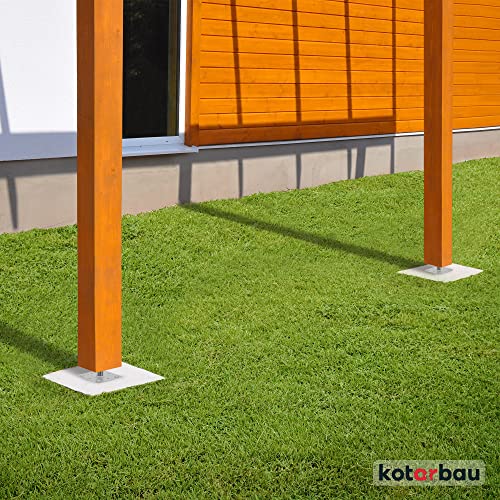 KOTARBAU® Juego de 4 soportes para postes, 80 x 80 mm, altura regulable de 90 a 150 mm, galvanizado, para atornillar, base de apoyo, base de suelo, base de hormigón, regulable