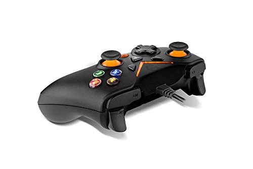 KROM Gamepad KEY -NXKROMKEY- Gamepad con cable, X-input y Direct - input, joystick y gatillos analogicos, función turbo, compatible con PC, Play station 3 y android 4,2, color negro
