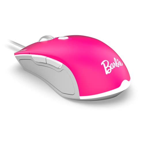 KROM Kit teclado, ratón y alfombrilla edición Barbie KANDY - Teclado membrana LED Blanco, Ratón con sensor óptico 6400 DPI, Alfombrilla de goma suave y resistente, layout español, color rosa
