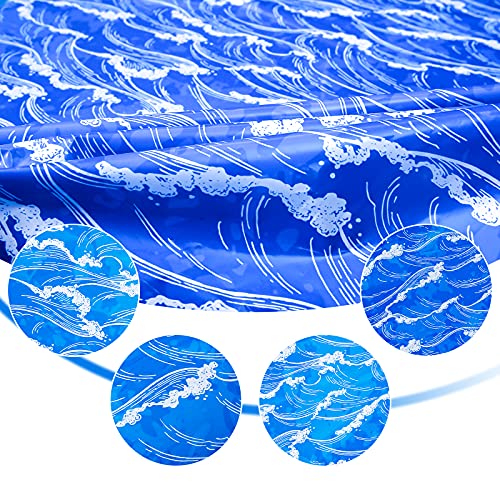 KRUCE - Paquete de 3 manteles de plástico con olas del mar, fondo azul, decoraciones para fiesta temática, 220 x 130 cm