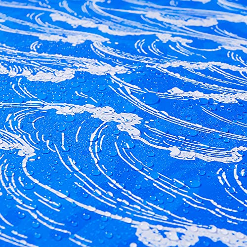 KRUCE - Paquete de 3 manteles de plástico con olas del mar, fondo azul, decoraciones para fiesta temática, 220 x 130 cm