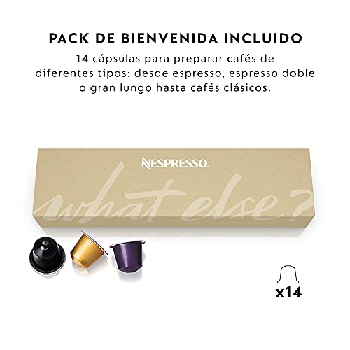Krups Nespresso Essenza Mini XN1101 - Cafetera monodosis de cápsulas Nespresso, compacta, 2 programas de café,19 bares, apagado automático, color blanco, incluye kit bienvenida
