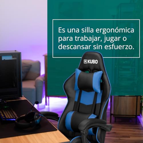 KUBO Silla de Gaming Ergonómica, Azul, One Size
