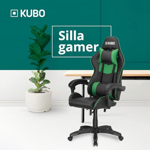 KUBO Silla de Gaming Ergonómica, Verde, One Size