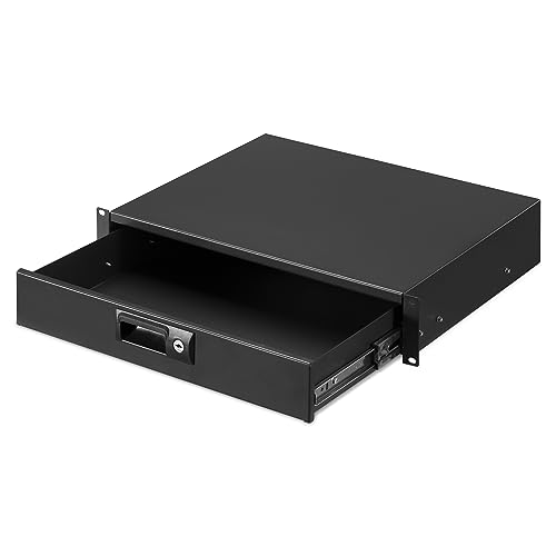 kwmobile Cajón con Llave para Armario de Servidor - Caja de Seguridad PC para Server Rack de 19'' - con Cerradura y 3 Orificios para Cables Ordenador