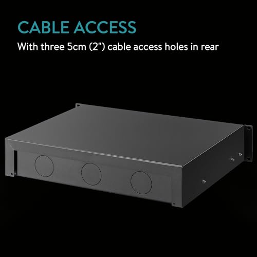kwmobile Cajón con Llave para Armario de Servidor - Caja de Seguridad PC para Server Rack de 19'' - con Cerradura y 3 Orificios para Cables Ordenador