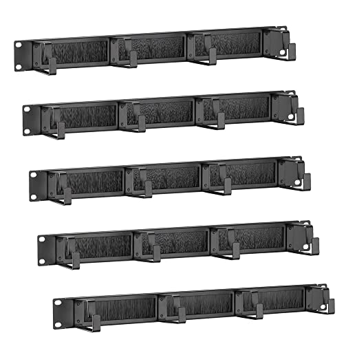 kwmobile Paneles guía Cables para 1U 19" - Set de 5X Panel metálico pasacables para Rack de Servidor - Organizadores para Cable de Red Fibra óptica