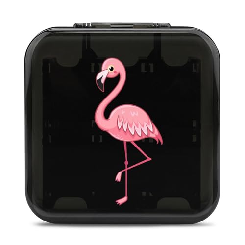 La bonita y hermosa funda para tarjetas de juego de flamenco rosa compatible con Nintendo Switch, caja de almacenamiento portátil con 24 ranuras