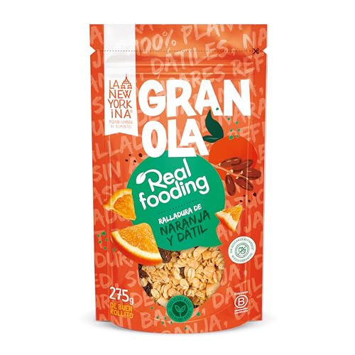LA NEWYORKINA Granola Real Fooding | Deliciosa Granola Horneada con Aceite de Oliva Virgen Extra y Pasta de Dátil | Avena, Almendras y Ralladura de naranja | En envase de 275gr