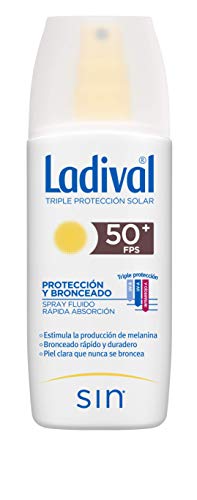 Ladival Crema Solar Protección y Bronceado en Spray Fps50+, Blanco, 150 Mililitros