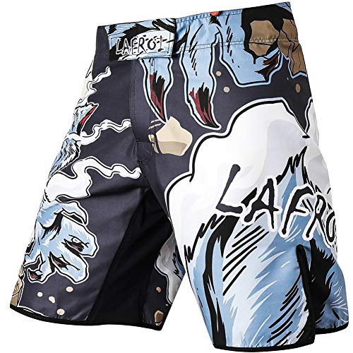 LAFROI Pantalones Cortos de Entrenamiento para Hombre, MMA Cross-Training, con cordón y Bolsillo (LA Werewolf,MD)