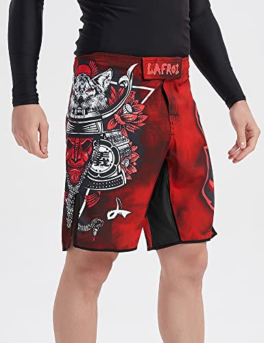 LAFROI Pantalones Cortos de Entrenamiento para Hombre, MMA Cross-Training, con cordón y Bolsillo (Warrior,LG)