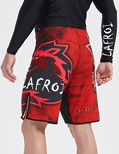 LAFROI Pantalones Cortos de Entrenamiento para Hombre, MMA Cross-Training, con cordón y Bolsillo (Warrior,LG)
