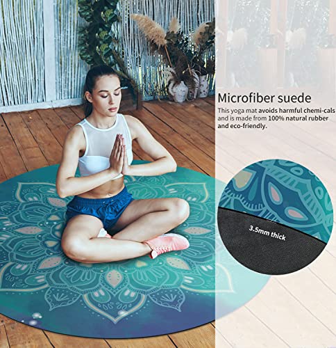 LaiEr Alfombrilla de yoga redonda grande para ejercicio, extra gruesa, ultra cómoda, antideslizante, tapete de meditación circular (140cm x 140cm x 3.5 mm)