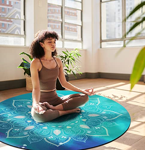 LaiEr Alfombrilla de yoga redonda grande para ejercicio, extra gruesa, ultra cómoda, antideslizante, tapete de meditación circular (140cm x 140cm x 3.5 mm)