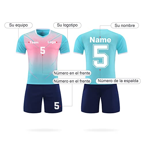 LAIFU Camiseta Futbol Nombre Personalizado Niño Equipación de Fútbol Personalizada