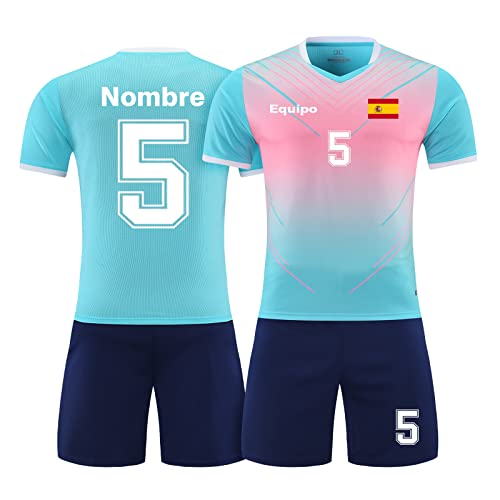 LAIFU Camiseta Futbol Nombre Personalizado Niño Equipación de Fútbol Personalizada