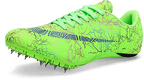 LALKS Zapatillas de atletismo unisex, clavos de sprint para jóvenes, calzado deportivo, deportes de competición, clavos profesionales antideslizantes (Color : Green, Size : 35 EU)
