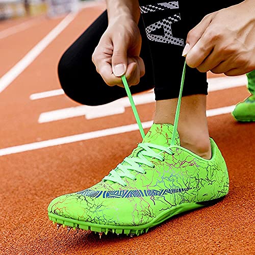LALKS Zapatillas de atletismo unisex, clavos de sprint para jóvenes, calzado deportivo, deportes de competición, clavos profesionales antideslizantes (Color : Green, Size : 35 EU)