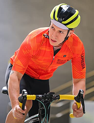 LAMEDA Maillot Ciclismo Hombre Verano Ropa Ciclista Hombre Poliéster 100% Transpirable （Naranja-L