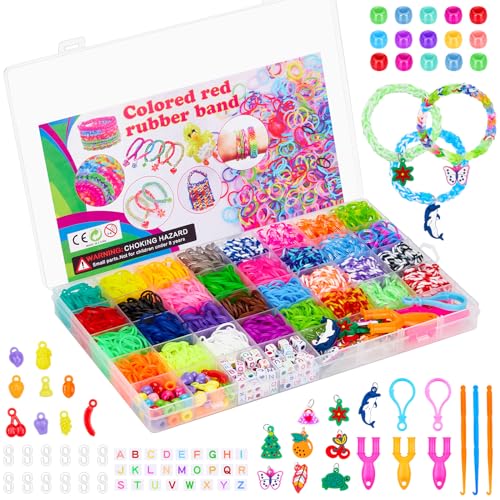 Lanvixo Kit para Hacer Pulseras - 2500 + Gomas con Abalorios Letras - Hama Beads en 40 Cajas - 30 Pulseras Elasticas de Colores para Manualidades de Niña 6 7 8 9 Años