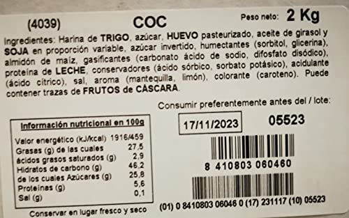 LAPASION - Bizcocho COC envuelto, ideal para desayunos y meriendas caja 2 Kg