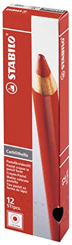 Lápiz de color tiza-pastel STABILO CarbOthello - Caja con 12 unidades - Color rojo inglés intenso