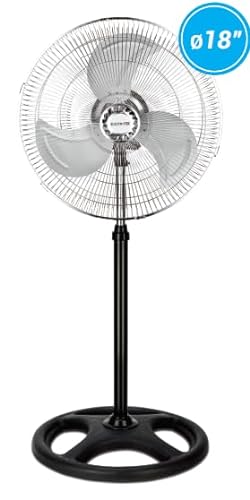 Layra Cohi - Ventilador de Pie - (ELECTROTEK) Ventilador - 18" - Resistente - Altura regulable - 3 velocidades - Oscilación de 120º - 80 W - Facil de montar - Verano - Remedio para el Calor