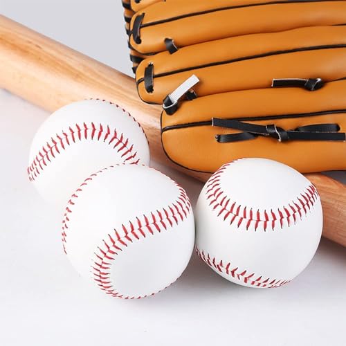 LeapBeast Pelotas de Béisbol Profesionales 9", 3 Piezas PU Cosido a Mano Baseball, Espuma Suave/Madera Dura Béisbol para Competiciones de Juego, Pitching Catching (Béisbol Suave)