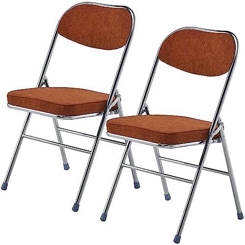 LeChamp 2 sillas plegables de terciopelo, juego de 2 sillas plegables de oficina con asientos acolchados gruesos, marco de acero, silla de visitante de interior, silla de eventos para comedor,
