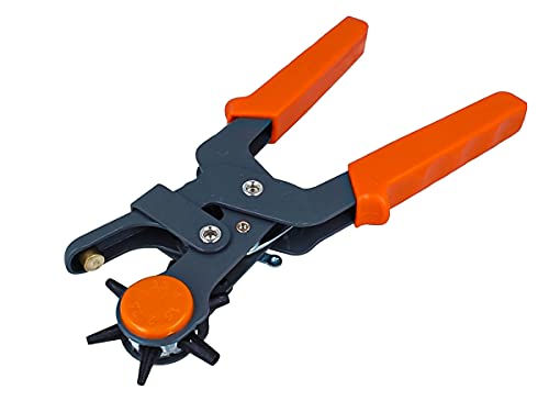 Ledlux AS620678 - Pinza de troquelado, perforadora, ideal para perforar cinturones y cuero, 6 medidas de orificios