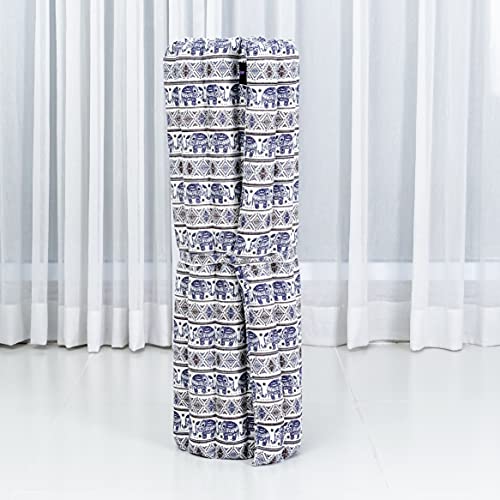 LEEWADEE colchoneta de meditación Zabuton – Cojín de Suelo Cuadrado, Asiento tailandés de Yoga Hecho de kapok, 70 x 70 cm, Azul Blanco