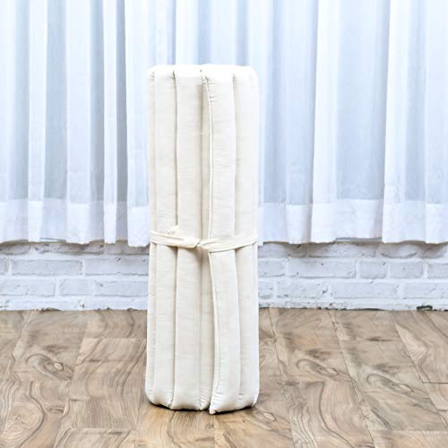 LEEWADEE colchoneta de meditación Zabuton – Cojín de Suelo Cuadrado, Asiento tailandés de Yoga Hecho de kapok, 70 x 70 cm, Color Natural