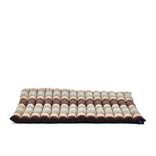 Leewadee colchoneta de meditación Zabuton – Cojín de suelo cuadrado, asiento tailandés de yoga hecho de kapok, 70 x 70 cm, marrón