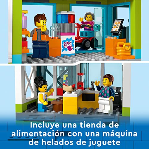LEGO 60365 City Edificio de Apartamentos, Set de Construcción Modular con Habitaciones Combinables, Tienda, Bici de Juguete y 6 Minifiguras, Regalo de Cumpleaños para Niños y Niñas de 6 Años o Más
