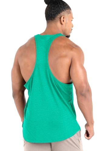 Lehmanlin Camisetas sin Mangas para Hombre,Camisetas de Tirantes Hombre Gym,Culturismo Stringer,Camisas de Secado Rápido(Verde L)
