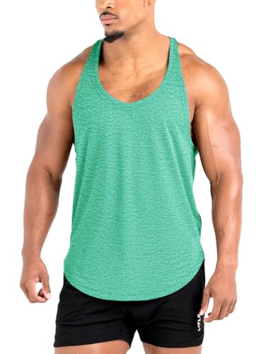 Lehmanlin Camisetas sin Mangas para Hombre,Camisetas de Tirantes Hombre Gym,Culturismo Stringer,Camisas de Secado Rápido(Verde L)
