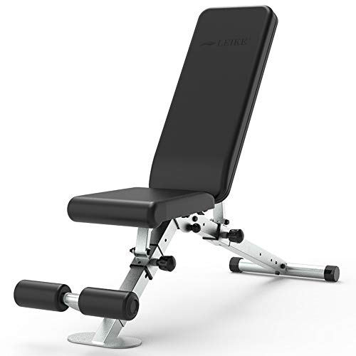 leikefitness Banco de pesas ajustable plegable para ejercicio con bloqueo automático para declinación vertical y ejercicio plano de cuerpo completo (GM5810 (negro)