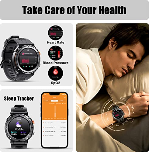 LEMFO Reloj Inteligente Hombre, Smartwatch de 1.39" con Llamadas, Más de 100 Modos Deportivos, Monitoreo de Ritmo Cardíaco, Presión Arterial y Oxígeno en Sangre, para Android e iOS (2 Correas)