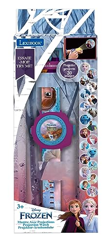 Lexibook Frozen 2 - Reloj de pulsera con pantalla digital ajustable de Frozen 2 con 20 proyecciones de Elsa, Anna y Olaf, para niños/niñas, azul y morado, DMW050FZ