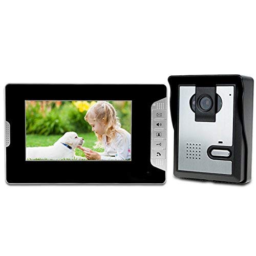 LIBO Videoportero Kit Cableado Audio 7" Impermeable Digital HD Monitor Visión Nocturna IR Cámara para Sistema de Entrada de Puerta de Casa, Sólo movimiento