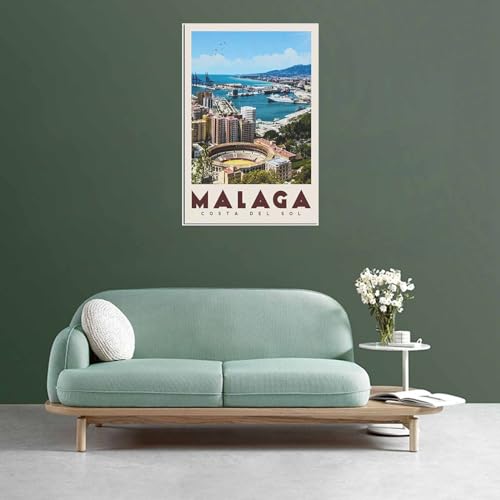 Lienzo póster España Málaga Vintage cartel de viaje decoración del hogar pinturas decorativas pared arte Mural Sin marco 50x75cm