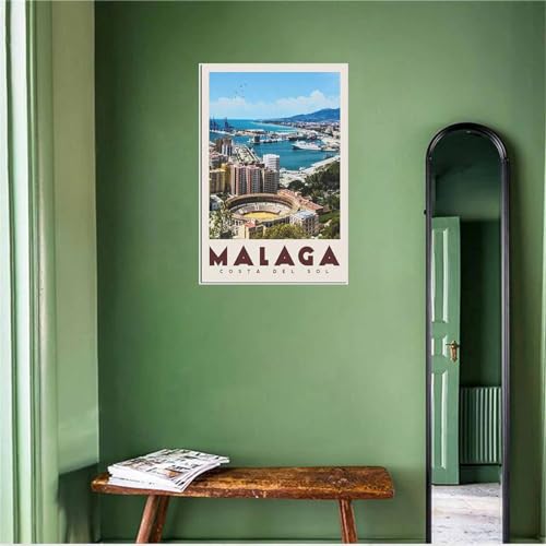 Lienzo póster España Málaga Vintage cartel de viaje decoración del hogar pinturas decorativas pared arte Mural Sin marco 50x75cm