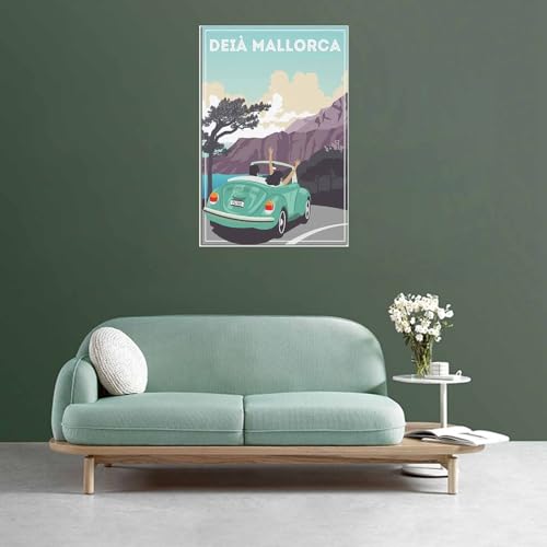 Lienzo póster Póster de viaje Vintage Deia Mallorca España, carteles en la decoración de la pared, lienzo, decoración del hogar Sin marco 50x75cm