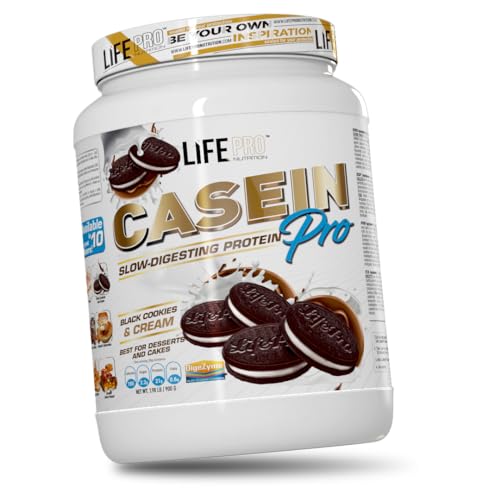 Life Pro Casein Pro 900g | Caseína de Absorción Lenta | Aporte Proteico Continuado Para Mantenimiento y Recuperación de Masa Muscular (BLACK COOKIES WITH CHOCO BITS)