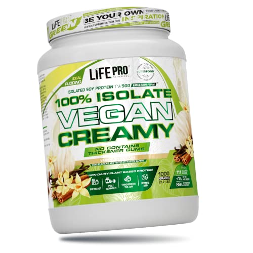Life Pro Isolate Vegan Creamy 1kg | Aislado de proteina de Soja | 100% vegano (Vanilla Ice Cream)
