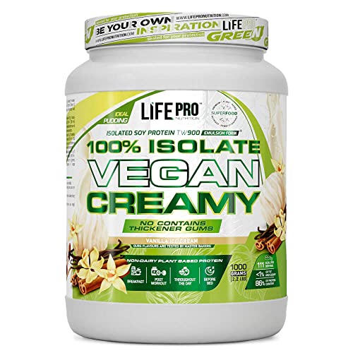Life Pro Isolate Vegan Creamy 1kg | Aislado de proteina de Soja | 100% vegano (Vanilla Ice Cream)
