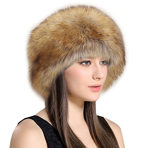 Lifup Mujer Sombrero de Piel Sintética Invierno Cálido Gorro para Esquí Gorra Estilo de Rusia Marrón 1