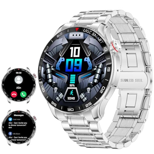 LIGE Reloj Inteligente Hombre, 1.43" AMOLED Always on Display Smartwatch con función de teléfono para iOS Android, IP67 Impermeable Fitness Watch con Monitor de Ritmo cardíaco Monitor de sueño